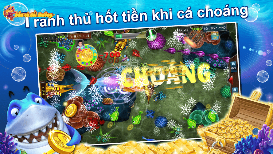 Tranh thủ hốt tiền thưởng sau khi sử dụng thủ thuật bắn cá khi xuất hiện đàn cá